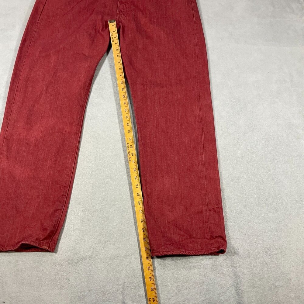 Levis 501 Jeans Mens 42x34 Red Straight Leg Button Fly Denim Pants Casual - Picture 7 of 15